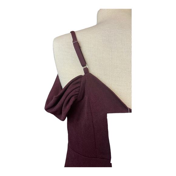 Birdy Grey Cold Shoulder Floor Length Crepe Dress in‎ Cabernet L (Dev) NWT - Picture 8 of 14